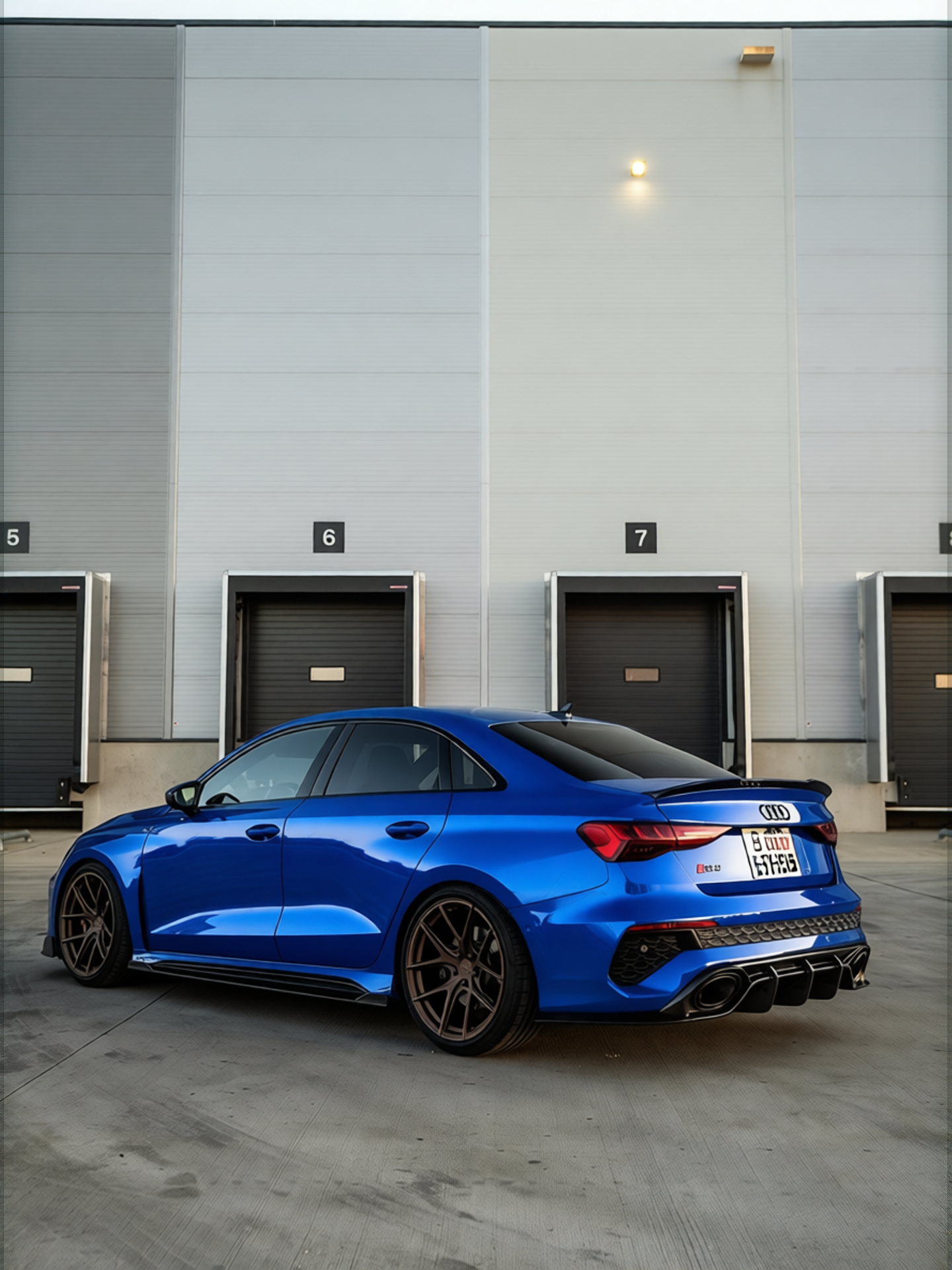 Audi RS3 rendered in Royal Blue gloss wrap