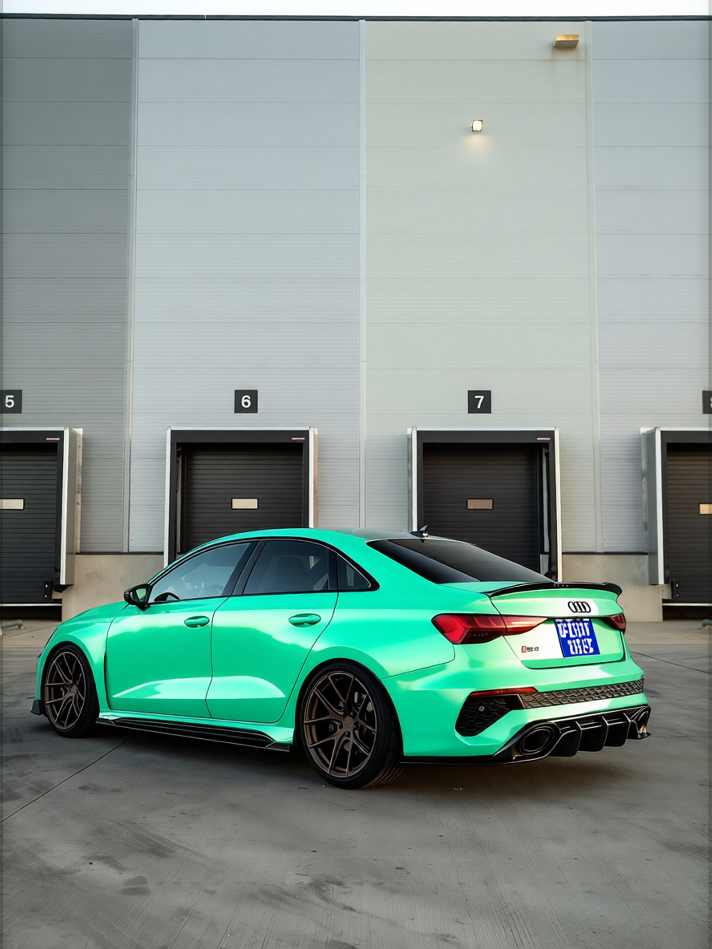 Audi RS3 rendered in Super Gloss Pearl Neon Mint gloss wrap